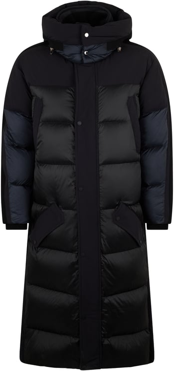 Moorer Long padded dark blue and black coat with modern design