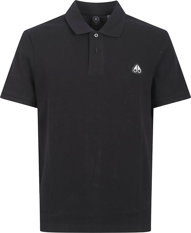 Moose Knuckles Minimalist Black Cotton Polo with Subtle Logo Emblem