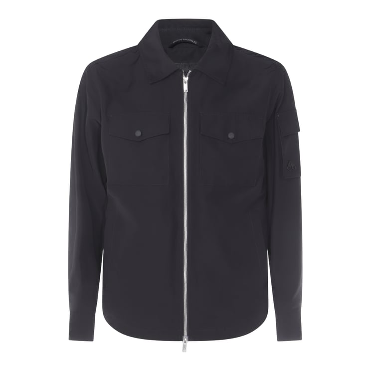 Moose Knuckles Black Jacket with Front Zipper Closure