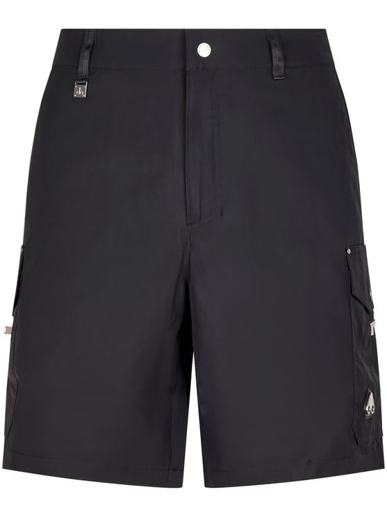 Moose Knuckles Tailored Black Cargo Shorts with Flap