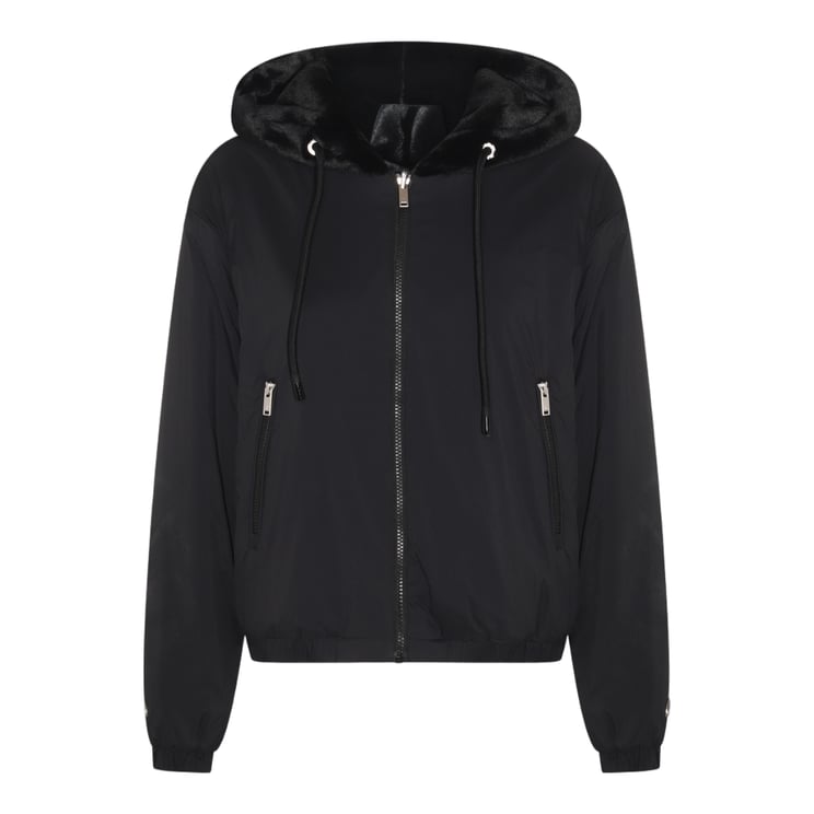 Moose Knuckles Black Minimalist Jacket with Plush-Lined Hood