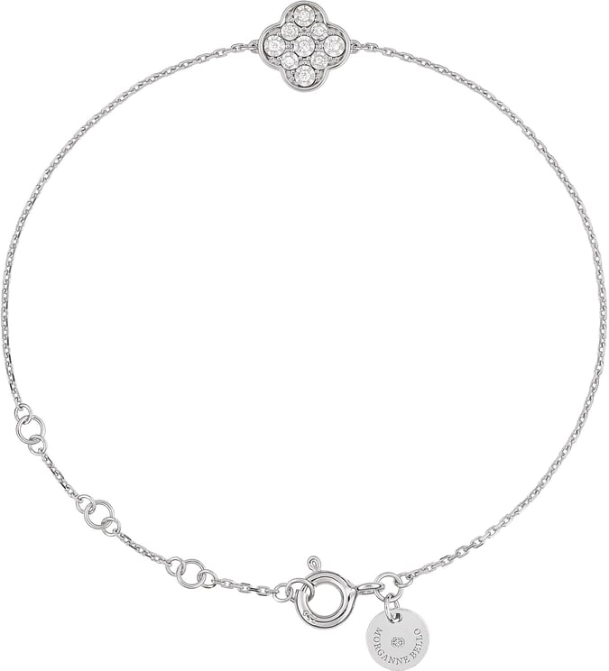 Morganne Bello Morganne Bello Armband 1012W100 18k Witgoud Clover met 0,041crt G SI Diamant 14-17cm
