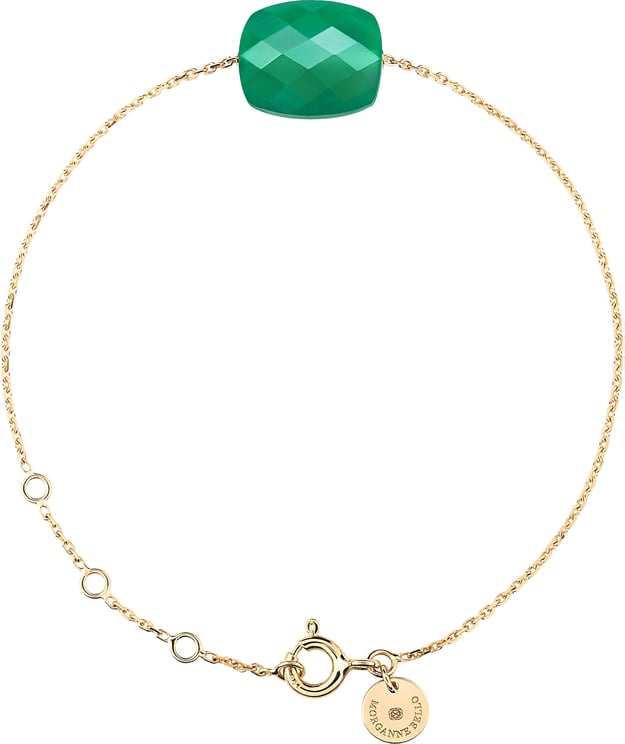 Morganne Bello Morganne Bello Armband 1012YB1A185 18k Geelgoud met Groen Agaat Cushion 14 -17cm