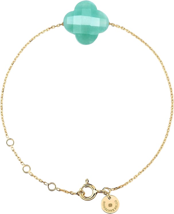 Morganne Bello Morganne Bello Armband 1012YB1B195 18k Geelgoud Green Amazonite Clover 14-17cm