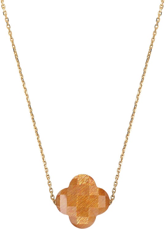 Morganne Bello Morganne Bello Collier 1013YB180 18k Geelgoud Golden Sunstone Clover 43-45cm