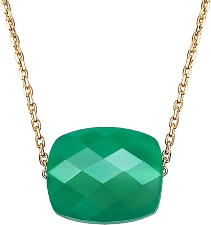 Morganne Bello Morganne Bello Collier 1013YB1A185 18k Geelgoud met Groen Agaat Cushion 39-42cm