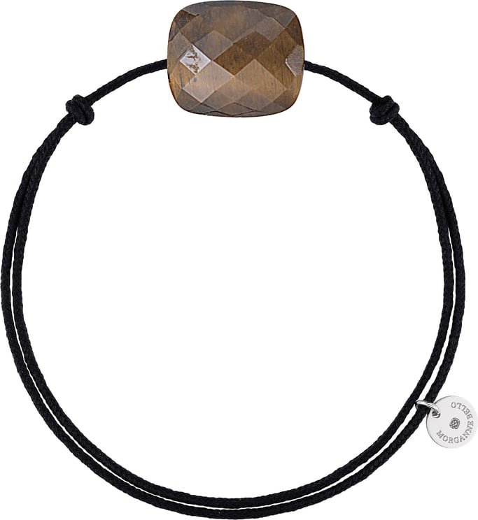 Morganne Bello Morganne Bello Armband 1015X03A113 Friandise Honey Tiger Eye met Zwarte Koord