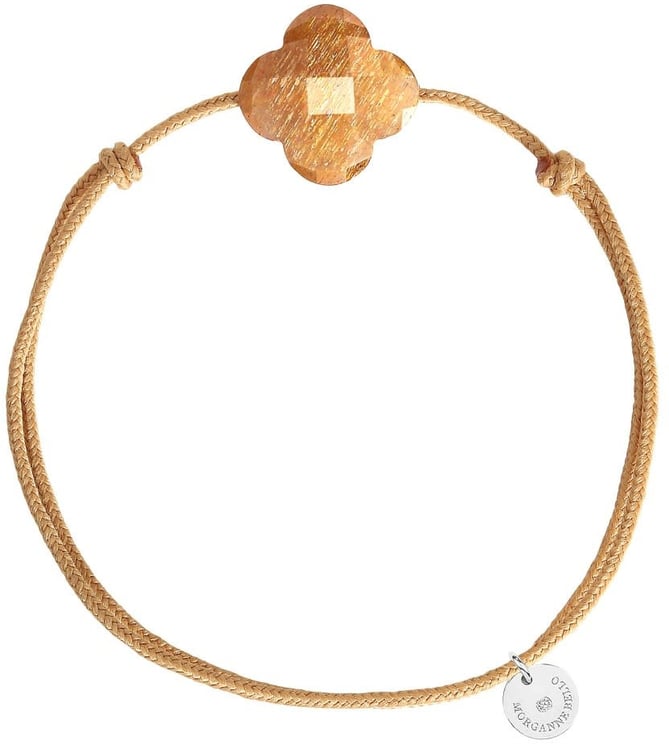 Morganne Bello Morganne Bello Armband 1015x13B180 Sunstone Clover with Brown Cord