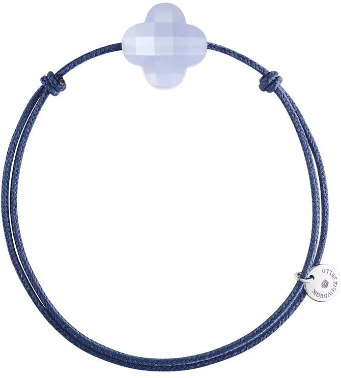 Morganne Bello Morganne Bello Armband 1015X46B104 Blue Lace Agete Clover with Blue Cord