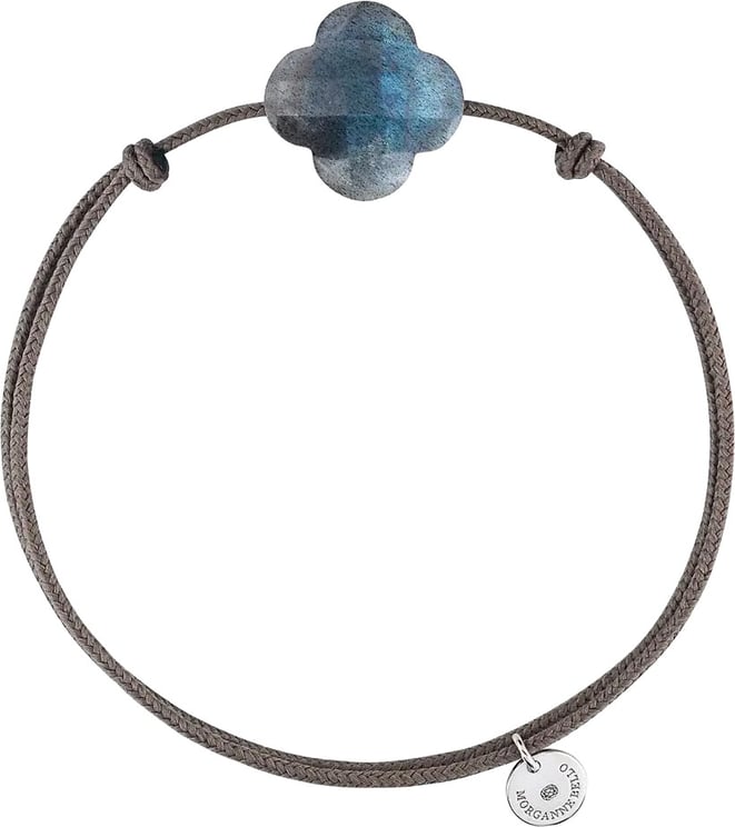 Morganne Bello Morganne Bello 1015X47B109 Friandise cordon bracelet - trefle labradorite- argent blanc