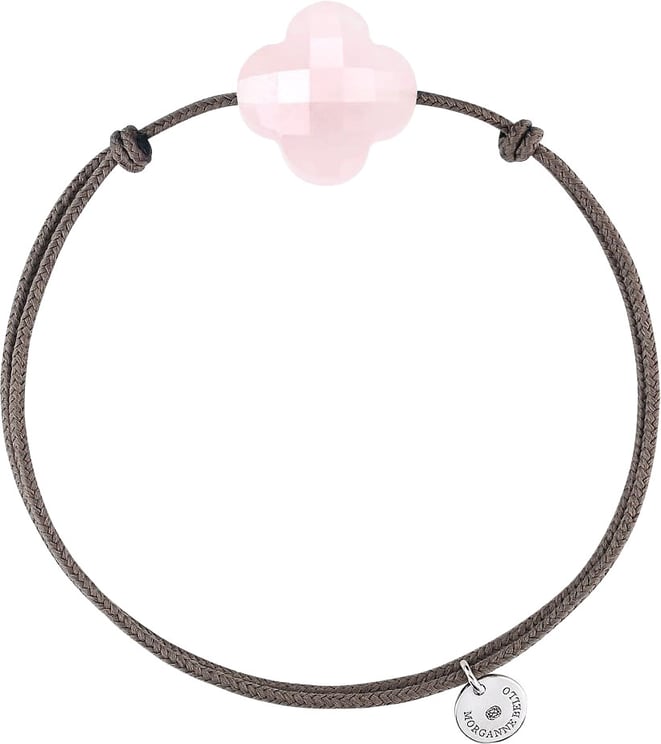 Morganne Bello Morganne Bello Armband 1015X47B122 Pink Quartz Clover, Taupe Cord