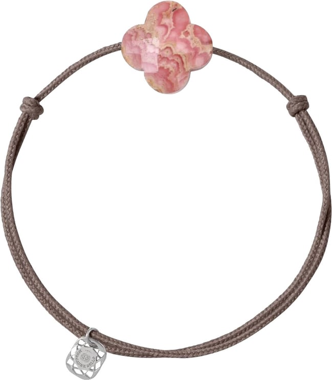 Morganne Bello Morganne Bello Armband 1015X47B137 Rhodochrosite Clover with Taupe Cord