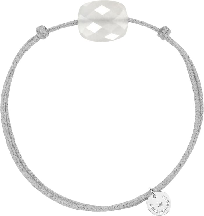 Morganne Bello Morganne Bello Armband 1015X48A117 White Moonstone Cushion with Grey Cord