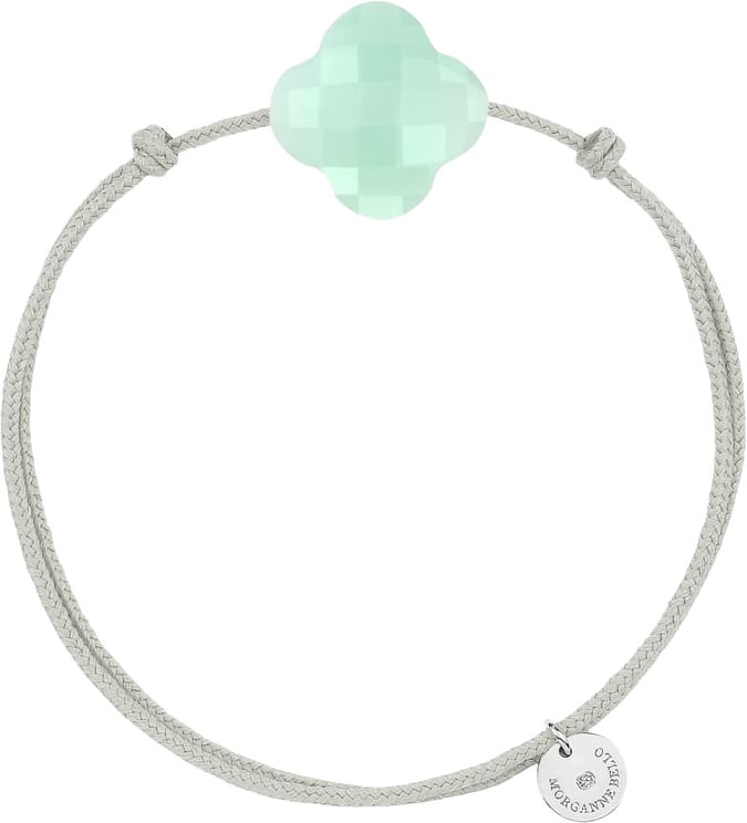 Morganne Bello Morganne Bello Armband 1015X48B136 Mint Chrysoprase Clover with Mind Green Cord