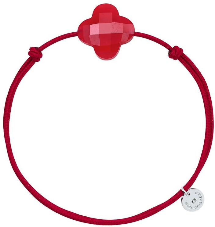 Morganne Bello Morganne Bello 1015x50B196 Red Quartz Clover Red Cord Bracelet