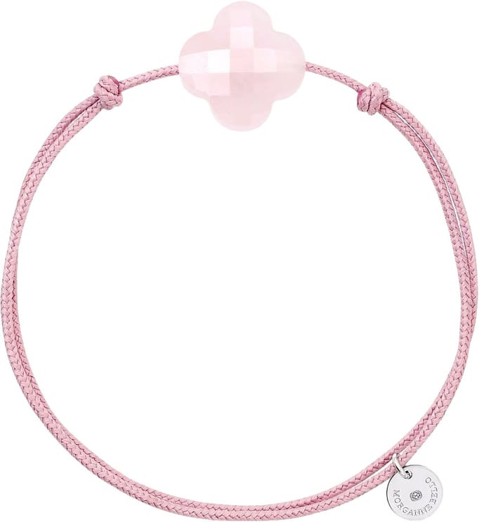 Morganne Bello Morganne Bello Armband 1015x64B122 Powdery Pink Clover Quartz with Pink Cord