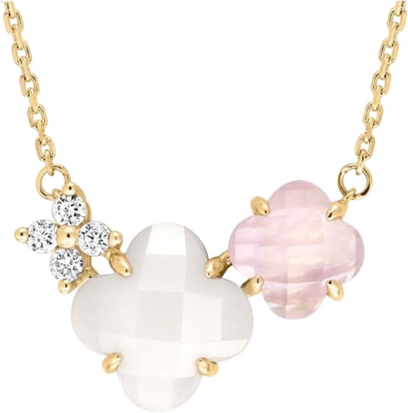 Morganne Bello Morganne Bello Collier 23Y111T175 Bouquet Rose Quartz met Opal en 0.084crt G SI Diamant 42cm