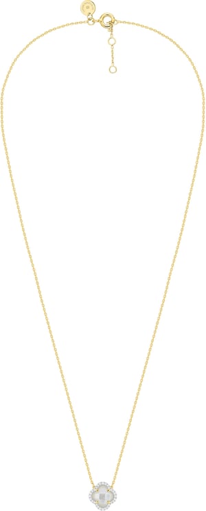 Morganne Bello Morganne Bello Collier 3013YB211D 18k Geelgoud Victoria met Mini Hanger Mother of Pearl 1.189 ct en Witte diamanten 0,096ct 42cm