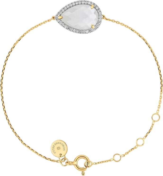 Morganne Bello Morganne Bello Armband 82YP111D 18k Geelgoud Mother of Pearl Pear 0.144 crt G SI Briljant geslepen Diamant 14-17cm