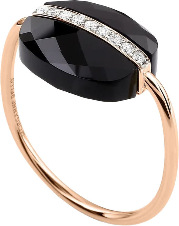 Morganne Bello Morganne Bello Ring FR11PA115/56 18k Roségoud Black Onix met Diamant Maat 56