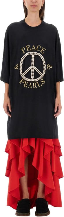 Moschino Peace & Pearls Cotton Interlock Dress