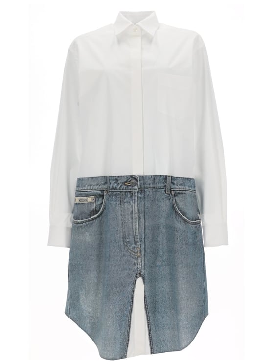 Moschino White Shirt Denim Skirt Day Dress