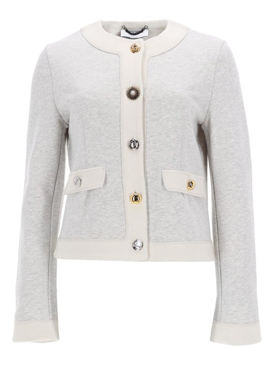Moschino Light Grey Mixed Metals Buttons Cardigan