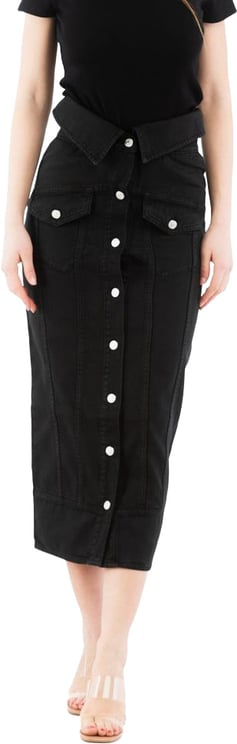 Moschino Moschino Black Cotton Midi Skirt