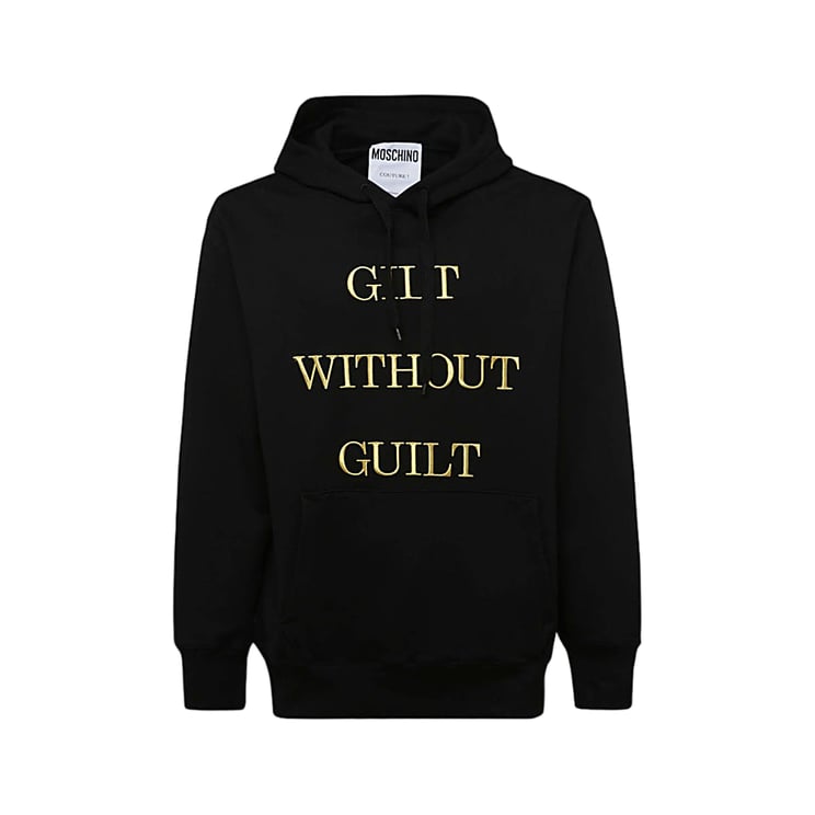 Moschino Embroidered Slogan Long-Sleeve Hoodie with Relaxed Fit