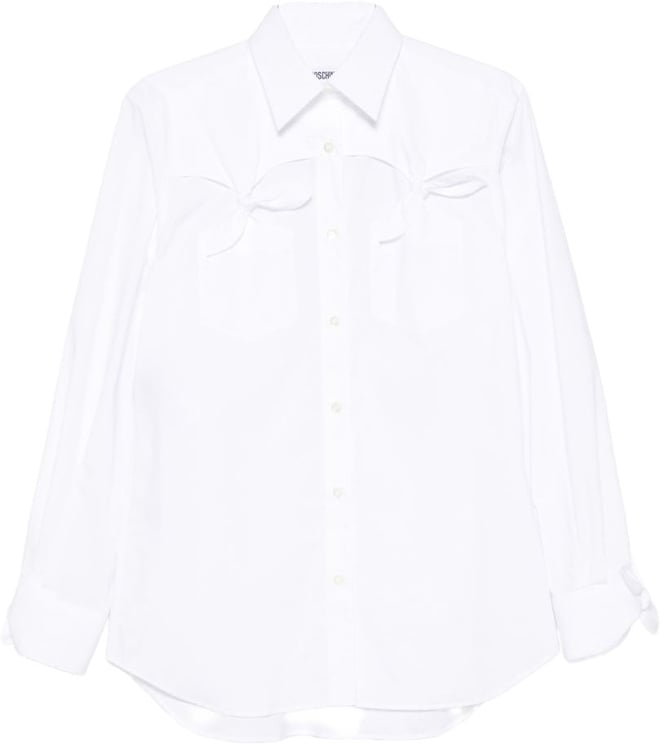 Moschino White Bow Detail Point Collar Top