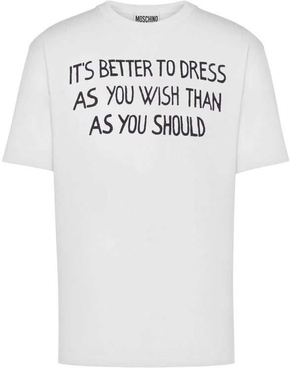 Moschino Slogan Print Cotton Jersey T-Shirt