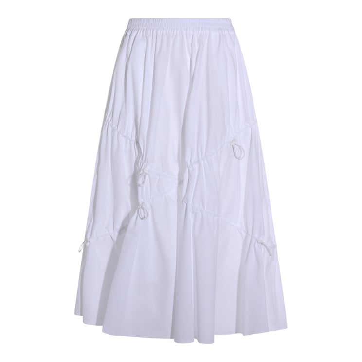 Moschino Flowing White Midi Skirt with Adjustable Drawstrings