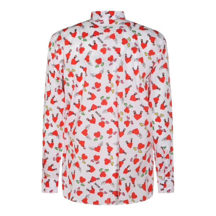 Moschino Long-Sleeve White Casual Shirt with Heart Motif