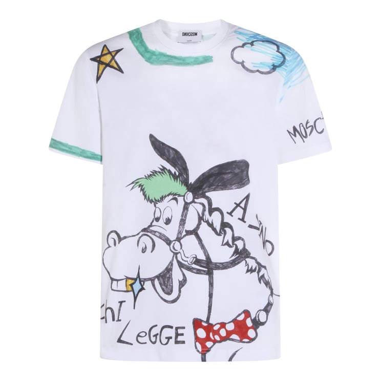 Moschino Minimalist White T-Shirt with Standard Crew Neckline