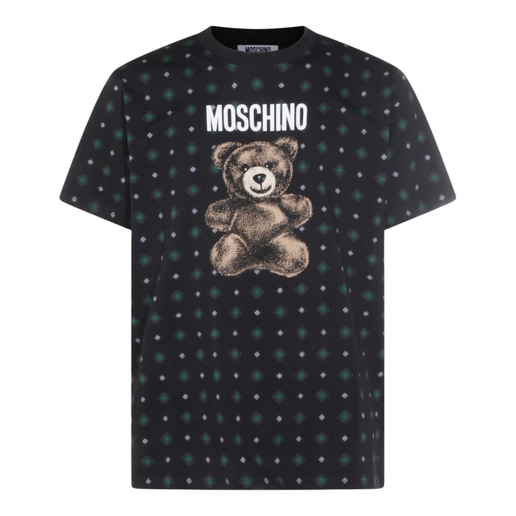 Moschino Short-Sleeve T-Shirt With Teddy Bear Graphic And Diamond Pattern