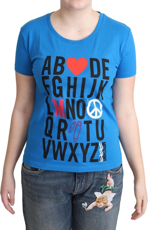 Moschino Moschino Blue Cotton Alphabet Letter Print Tops