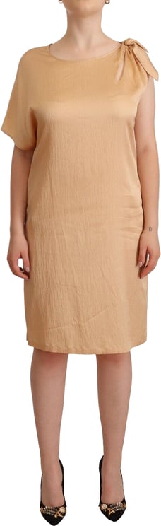 Moschino Moschino Beige One Sleeve Knee Length Shift Dress