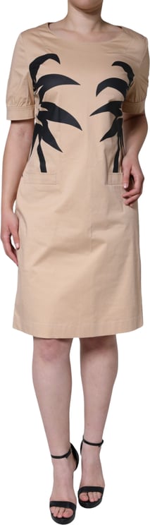 Moschino Moschino Beige Cotton Short Sleeve Knee Length Dress