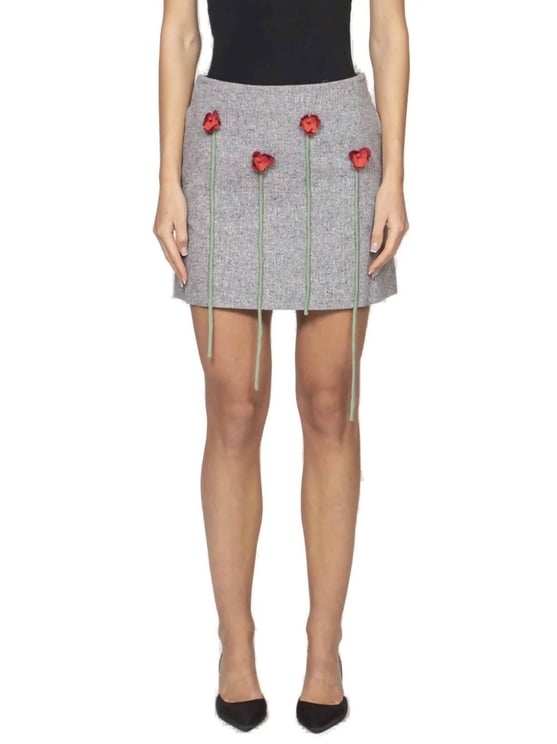 Moschino Mini Skirt with Floral Appliqués and Textured Finish