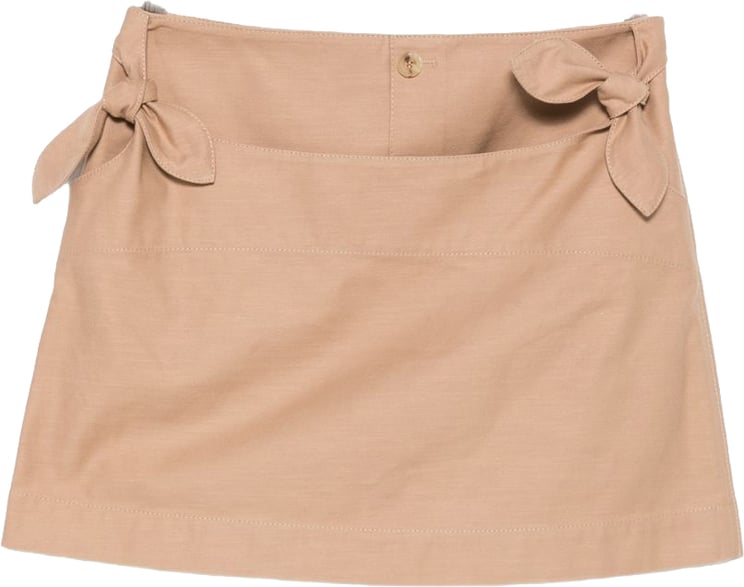 Moschino Beige Cotton Twill Bow Detail Skirt