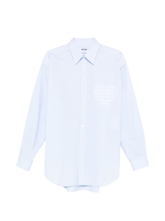 Moschino White Silk and Nylon Shirt with Heart-Shaped Pocket