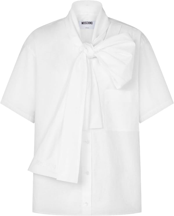 Moschino Bow-Detail White Shirt With Button-Down Front