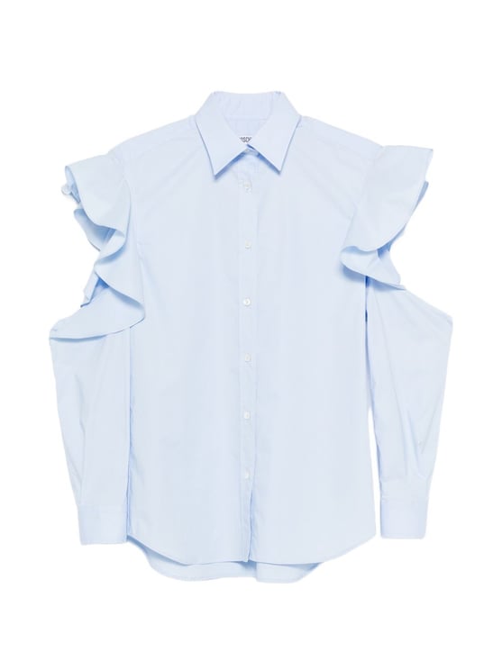 Moschino Light Blue Ruffle Cut-Out Top