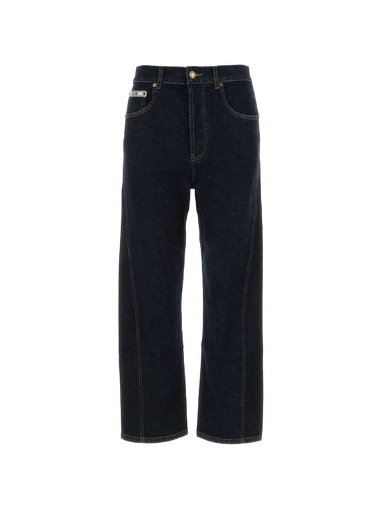 Moschino Indigo Cropped Five Pocket Cotton Denim Pants