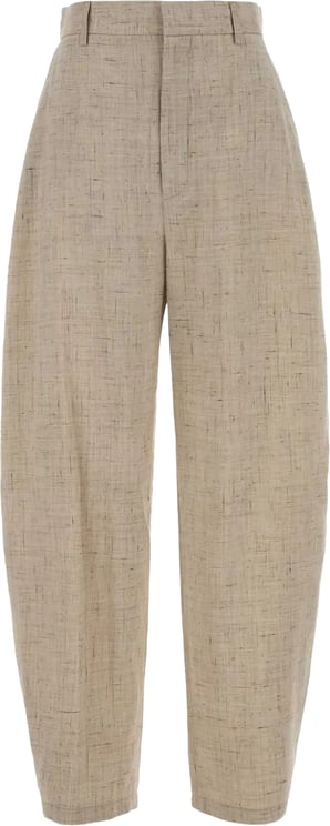 Moschino Beige Loose Fitting Textured Viscose Cropped Pants