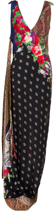 Moschino Patchwork Maxi Dress With Deep V-Neckline
