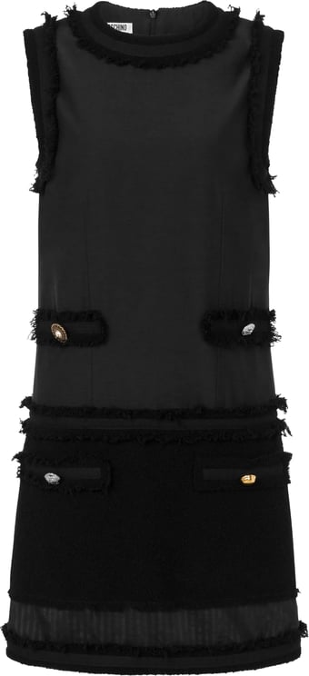 Moschino Sleeveless Mini Dress With Textured Boucle Trim
