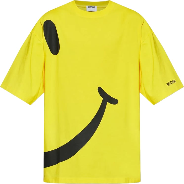 Moschino Relaxed Fit Yellow T-Shirt With Bold Smiley Graphic
