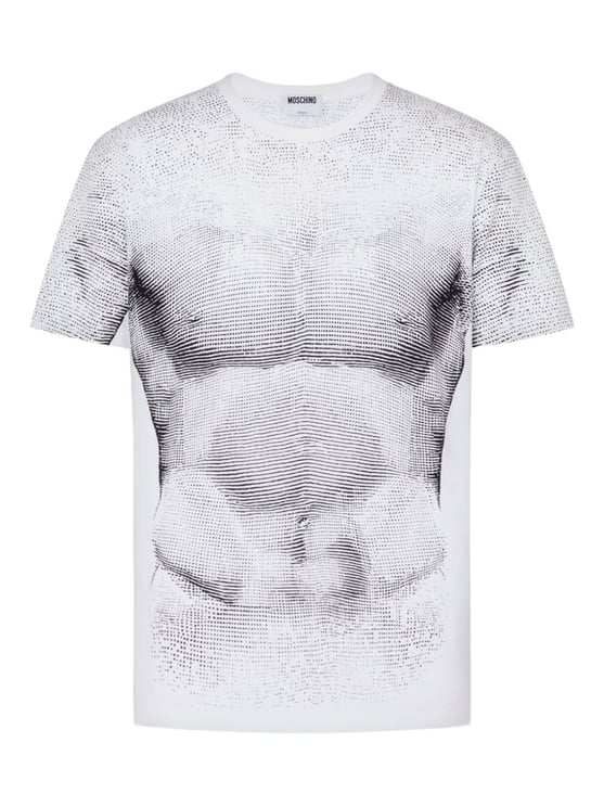 Moschino Monochrome Print T-shirt with Sculpted Torso