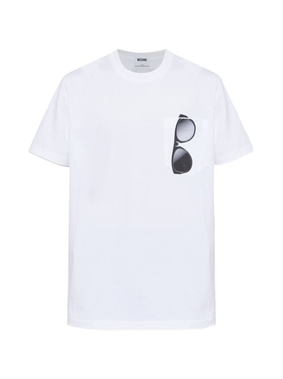 Moschino Short-Sleeve T-Shirt with Sunglasses Print and Pocket